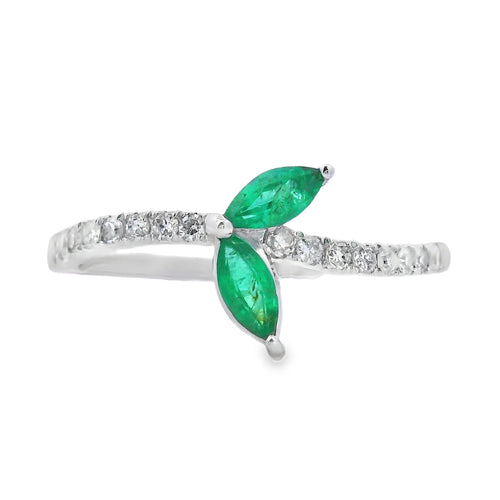 .29ct Emerald Diamond Ring 14KT White Gold Bids.com