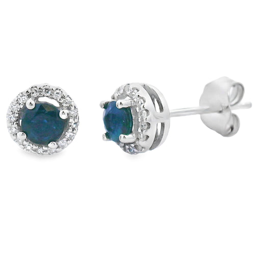 .50ct Sapphire Diamond Stud Earrings 10KT White Gold Bids.com