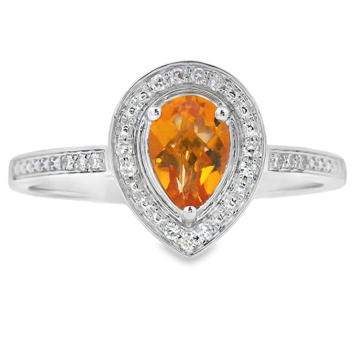 .50ct Citrine Diamond Ring 10KT White Gold Bids.com