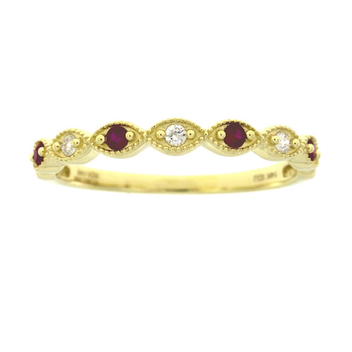 .15ct Ruby Diamond Wedding Band Ring 14KT Yellow Gold Bids.com