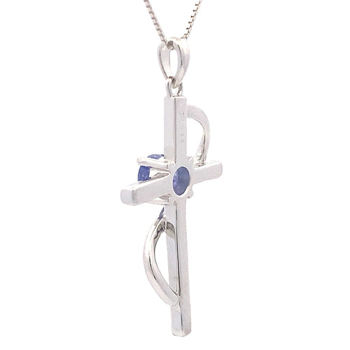 .50ct Tanzanite Cross Religious Pendant Sterling Silver Bids.com