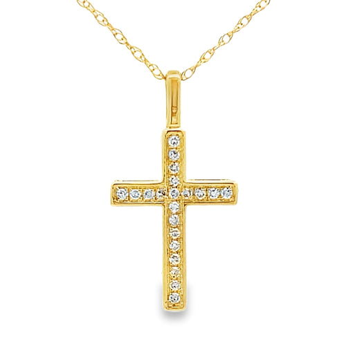 .08ct Diamond Cross Religious Pendant 14KT Yellow Gold Bids.com
