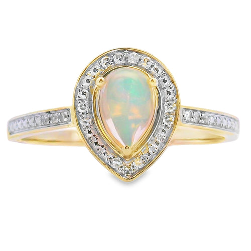 .30ct Opal Diamond Ring 10KT Yellow Gold Bids.com