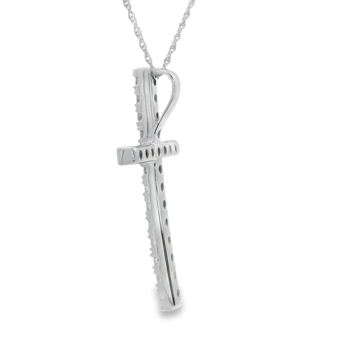 .50ct Diamond Cross Religious Pendant 14KT White Gold Bids.com