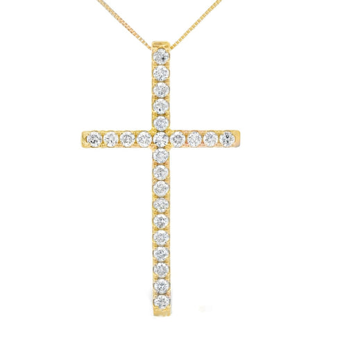 .38ct Diamond Cross Religious Pendant 14KT Yellow Gold Bids.com