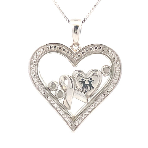 .02ct Diamond Heart Love Pendant Sterling Silver Bids.com