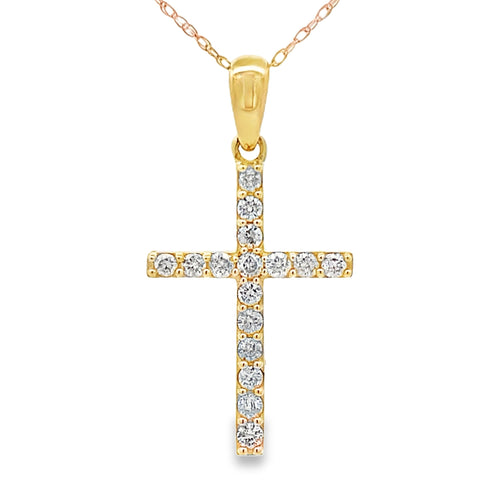 .30ct Diamond Cross Religious Pendant 14KT Yellow Gold Bids.com