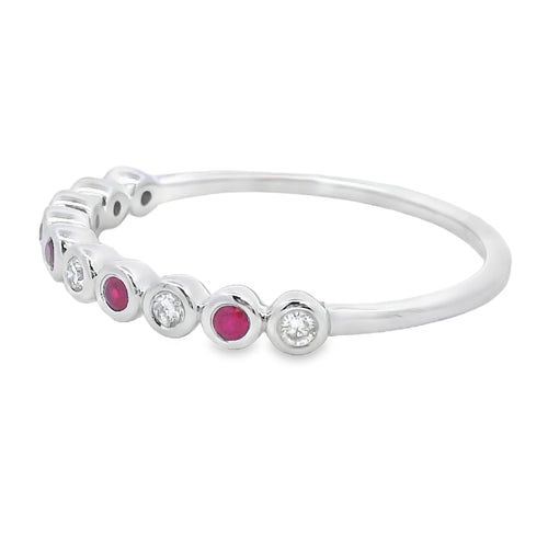 .18ct Ruby Diamond stackable band set 14KT White Gold Bids.com