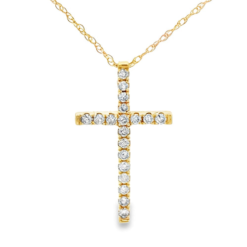 .19ct Diamond Cross Religious Pendant 14KT Yellow Gold Bids.com
