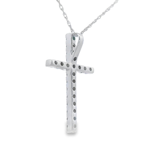 .24ct Diamond Cross Religious Pendant 14KT White Gold Bids.com