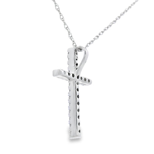 .13ct Diamond Cross Religious Pendant 14KT White Gold Bids.com