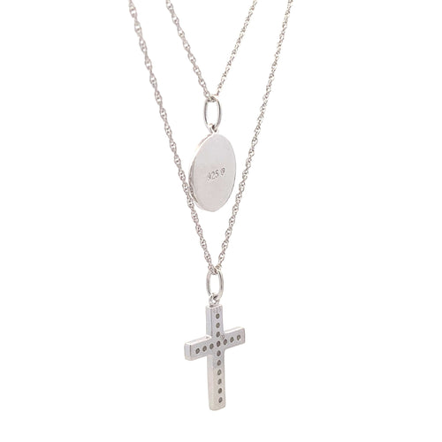 .20ct Diamond Cross Religious Pendant Sterling Silver Bids.com