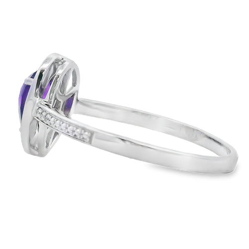 .42ct Amethyst Diamond Ring 10KT White Gold Bids.com