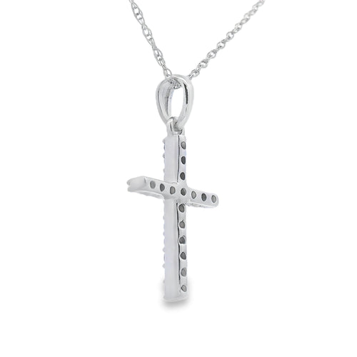 .11ct Diamond Cross Religious Pendant 14KT White Gold Bids.com