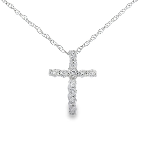 .12ct Diamond Cross Religious Pendant 10KT White Gold Bids.com