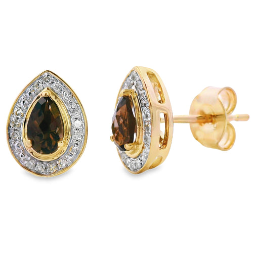 .50ct Quartz Diamond Stud Earrings 10KT Yellow Gold Bids.com