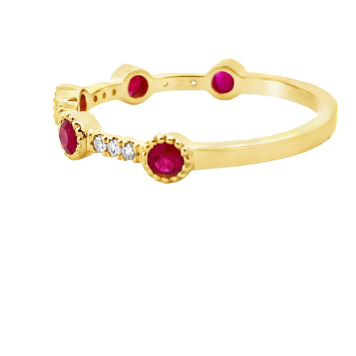 .46ct Ruby Diamond stackable band set 14KT Yellow Gold Bids.com