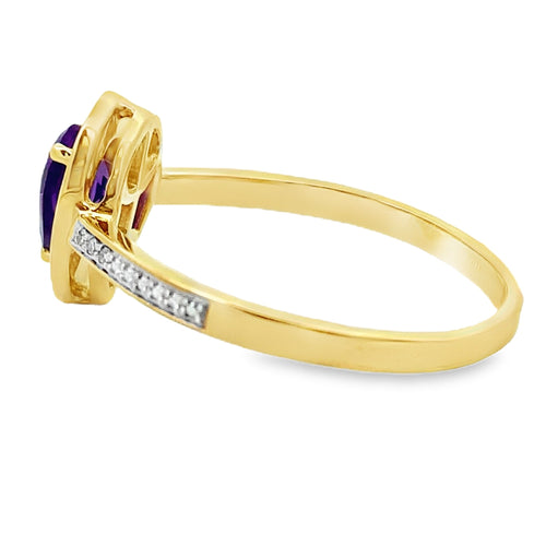 .42ct Amethyst Diamond Ring 10KT Yellow Gold Bids.com