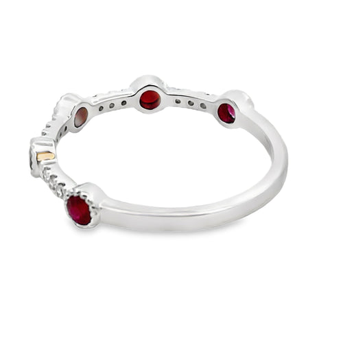 .46ct Ruby Diamond stackable band set 14KT White Gold Bids.com