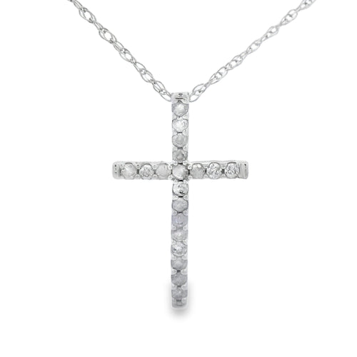 .10ct Diamond Cross Religious Pendant 14KT White Gold Bids.com