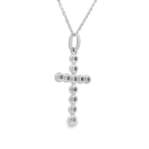 .09ct Diamond Cross Religious Pendant 14KT White Gold Bids.com