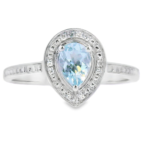 .39ct Aquamarine Diamond Ring 10KT White Gold Bids.com