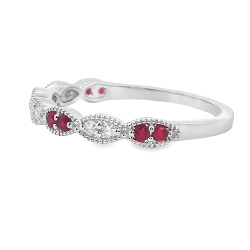 .25ct Ruby Diamond stackable band set 14KT White Gold Bids.com
