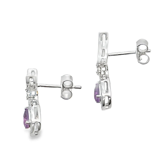.48ct Amethyst Diamond Dangle Earrings 10KT White Gold Bids.com