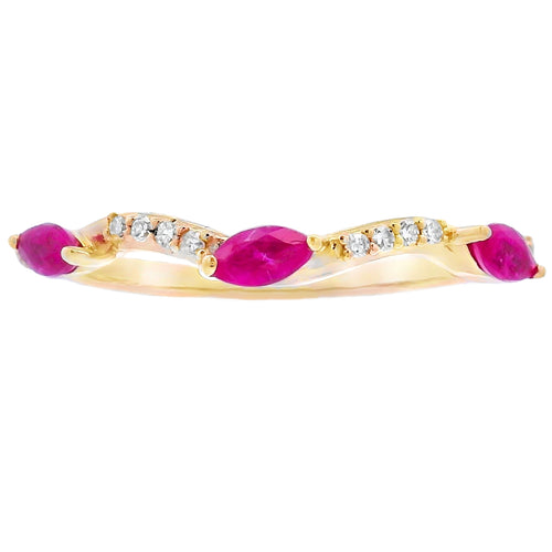 .21ct Ruby Diamond stackable band set 14KT Yellow Gold Bids.com