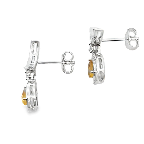 .48ct Citrine Diamond Dangle Earrings 10KT White Gold Bids.com