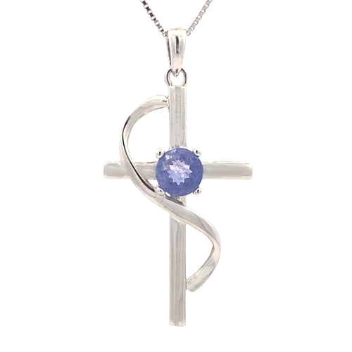 .50ct Tanzanite Cross Religious Pendant Sterling Silver Bids.com