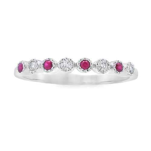 .14ct Ruby Diamond stackable band set 14KT White Gold Bids.com