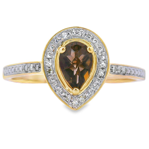 .46ct Quartz Diamond Ring 10KT Yellow Gold Bids.com