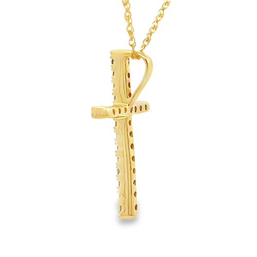 .11ct Diamond Cross Religious Pendant 14KT Yellow Gold Bids.com
