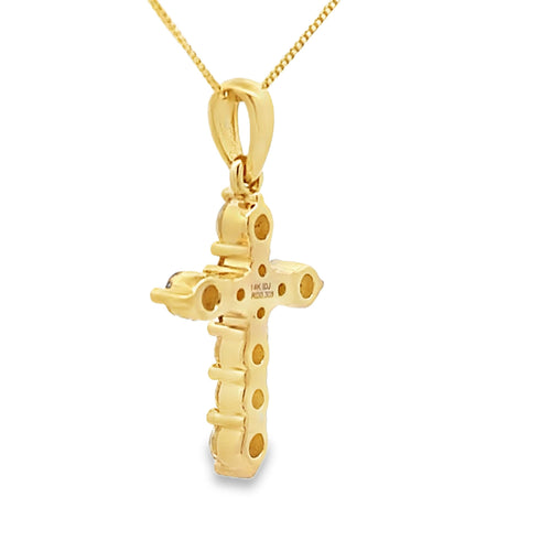 .30ct Diamond Cross Religious Pendant 14KT Yellow Gold Bids.com