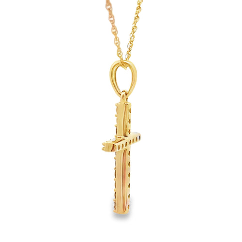 .13ct Diamond Cross Religious Pendant 14KT Yellow Gold Bids.com