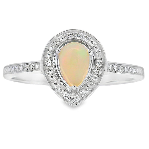 .30ct Opal Diamond Ring 10KT White Gold Bids.com