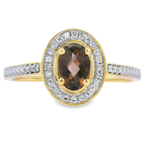 .42ct Quartz Diamond Ring 10KT Yellow Gold Bids.com