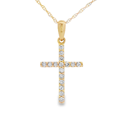 .13ct Diamond Cross Religious Pendant 14KT Yellow Gold Bids.com