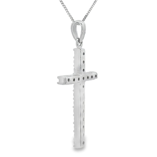 .25ct Diamond Cross Religious Pendant 14KT White Gold Bids.com