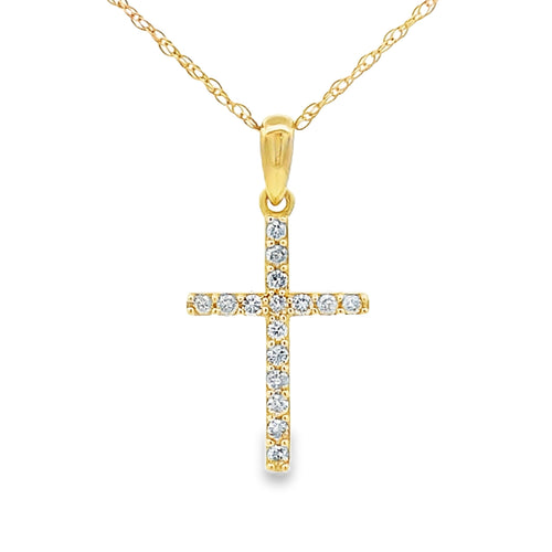 .11ct Diamond Cross Religious Pendant 14KT Yellow Gold Bids.com