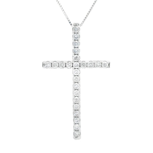 .38ct Diamond Cross Religious Pendant 14KT White Gold Bids.com