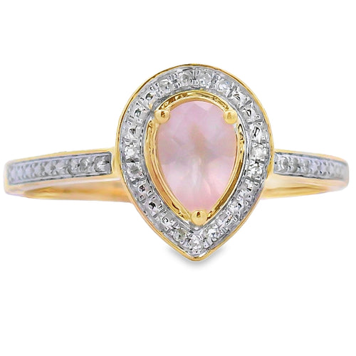 .44ct Rose Quartz Diamond Ring 10KT Yellow Gold Bids.com
