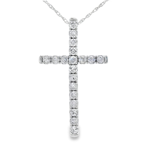 .33ct Diamond Cross Religious Pendant 14KT White Gold Bids.com