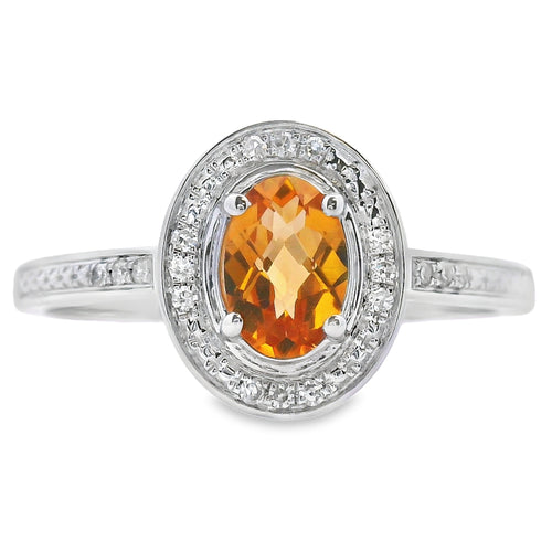 .47ct Citrine Diamond Ring 10KT White Gold Bids.com