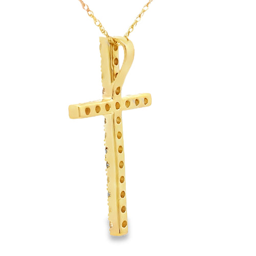.50ct Diamond Cross Religious Pendant 14KT Yellow Gold Bids.com