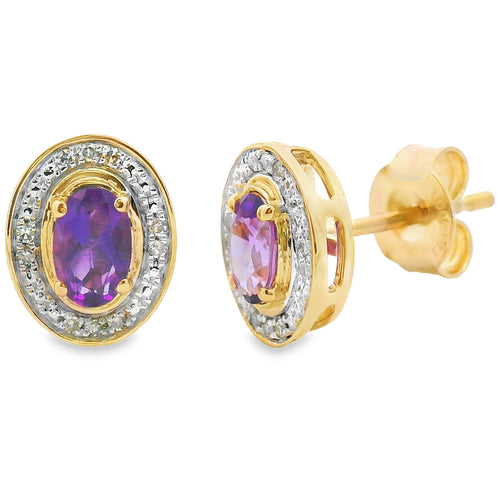 .49ct Amethyst Diamond Earrings 10KT Yellow Gold Bids.com