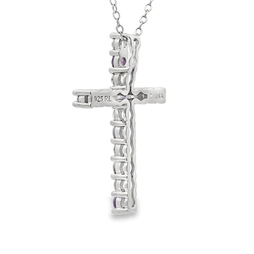 .50ct Amethyst Cross Religious Pendant Sterling Silver Bids.com