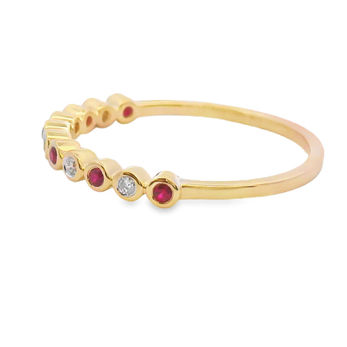 .13ct Ruby Diamond stackable band set 14KT Yellow Gold Bids.com