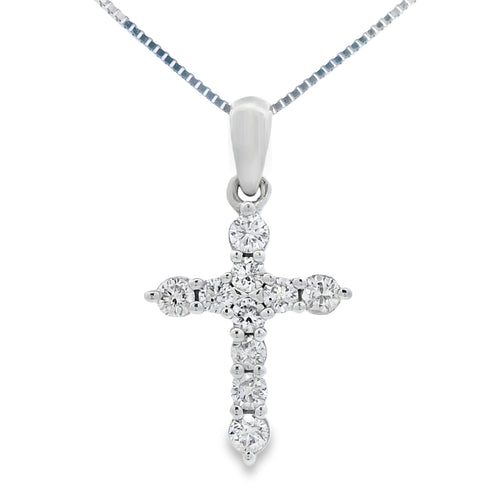 .23ct Diamond Cross Religious Pendant 14KT White Gold Bids.com